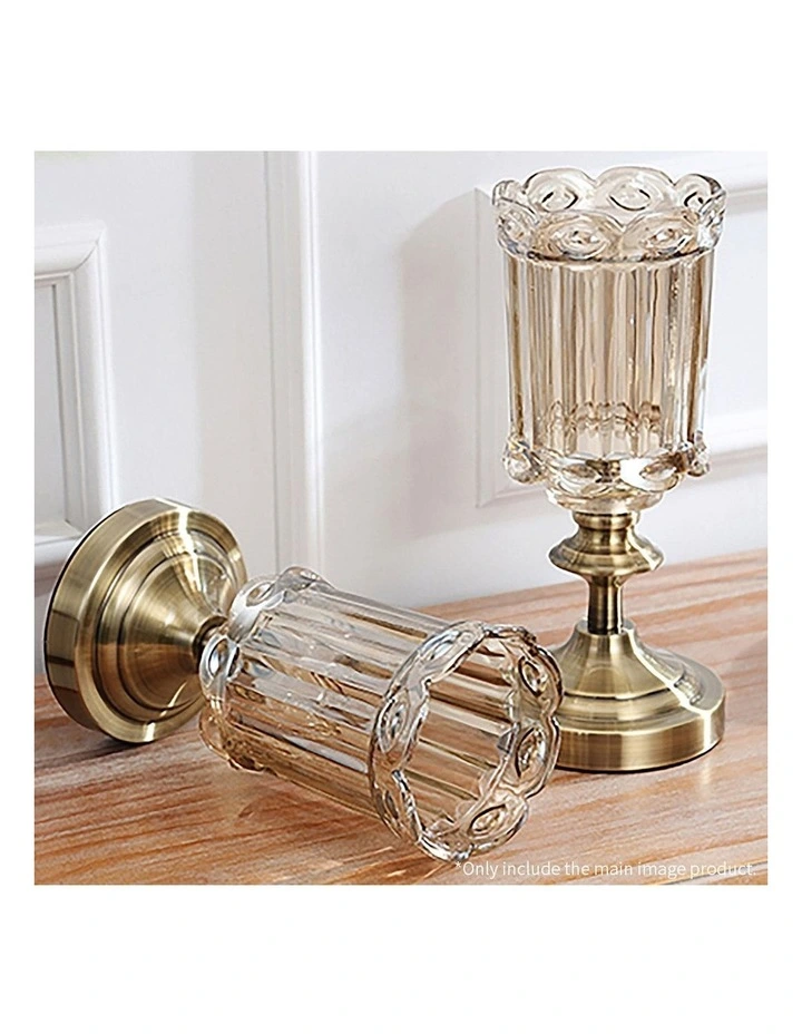 Transparent Glass Flower Vase with Metal Base 25cm in Multi image 7