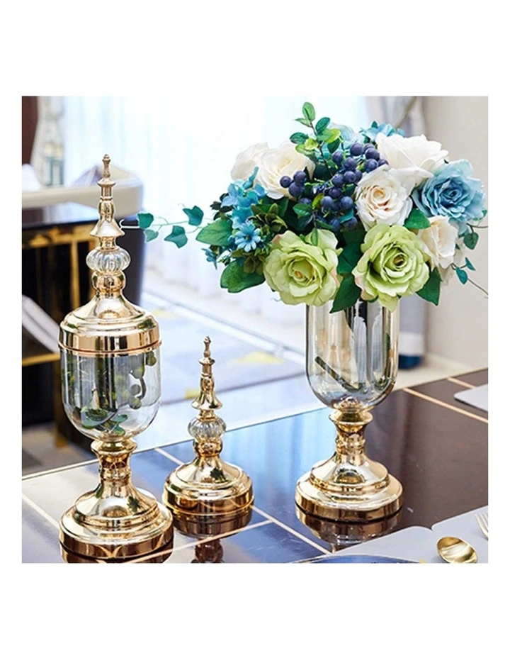 Glass Vase With Lid And Flower Set 2 Pack in Multi image 6