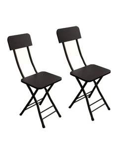 Space Saving Lightweight Foldable Chair Set of 2 in Black