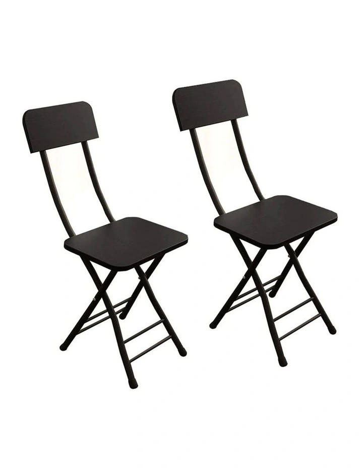Space Saving Lightweight Foldable Chair Set of 2 in Black image 1