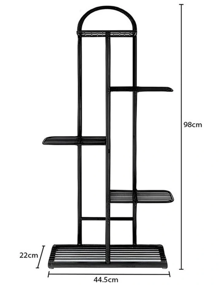 5 Tier 6 Pots Metal Flowerpot Shelf Rack in Black image 5