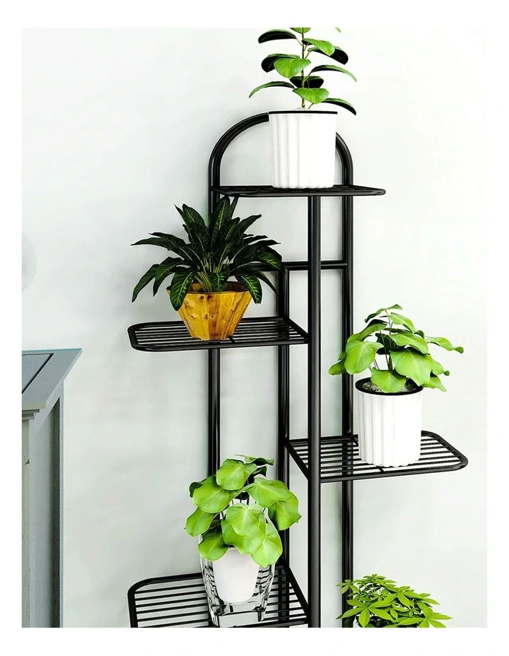 8 Tier 9 Pots Metal Flowerpot Shelf Rack in Black image 6
