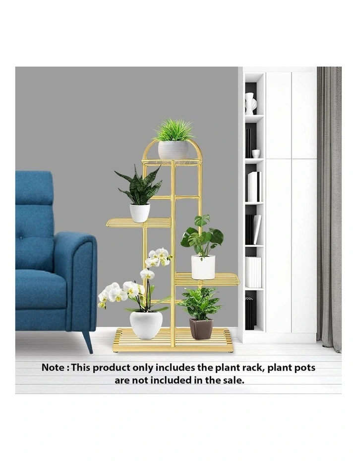4 Tier 5 Pots Black Metal Flowerpot Rack in Gold image 2