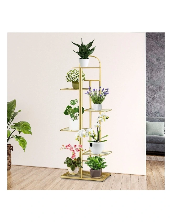 4 Tier 5 Pots Black Metal Flowerpot Rack in Gold image 4