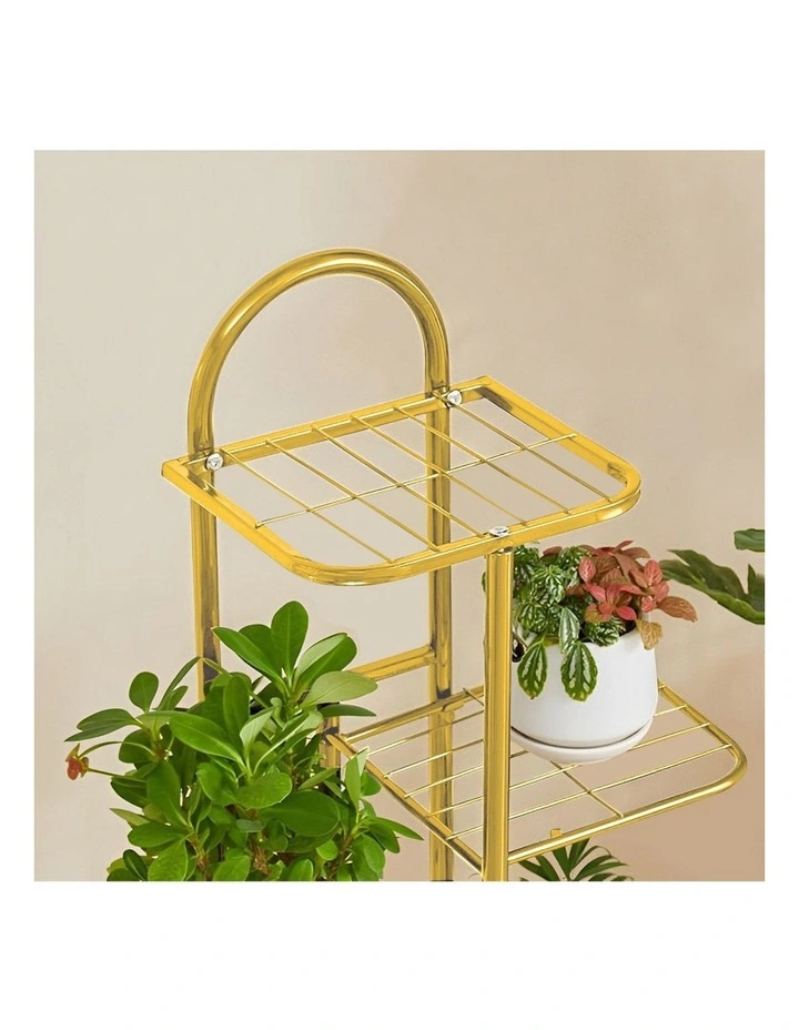 4 Tier 5 Pots Black Metal Flowerpot Rack in Gold image 5