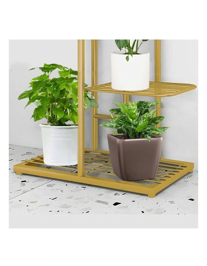4 Tier 5 Pots Black Metal Flowerpot Rack in Gold image 7