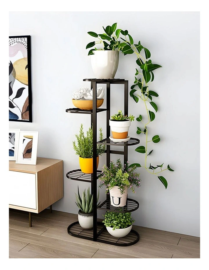 8 Tier 9 Pots Metal Plant Rack in Black image 4
