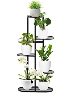5 Tier 6 Pots Metal Plant Rack in Black