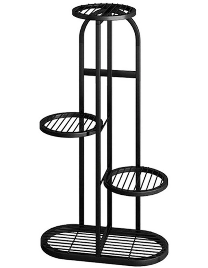 4 Tier 5 Pots Metal Plant Rack in Black image 1