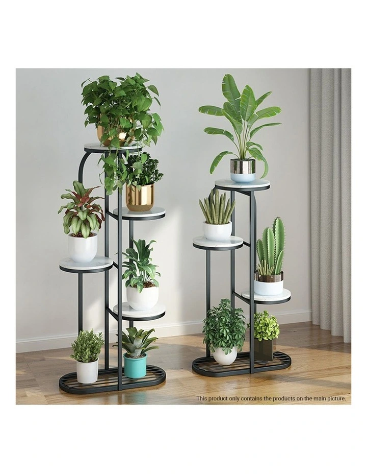 4 Tier 5 Pots Metal Plant Rack in Black image 4