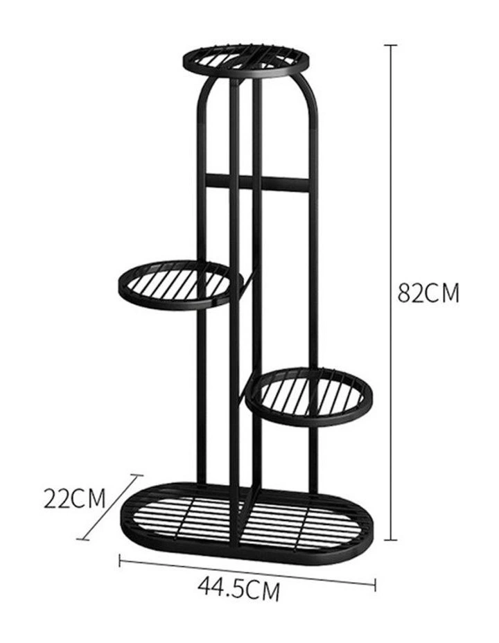 4 Tier 5 Pots Metal Plant Rack in Black image 6