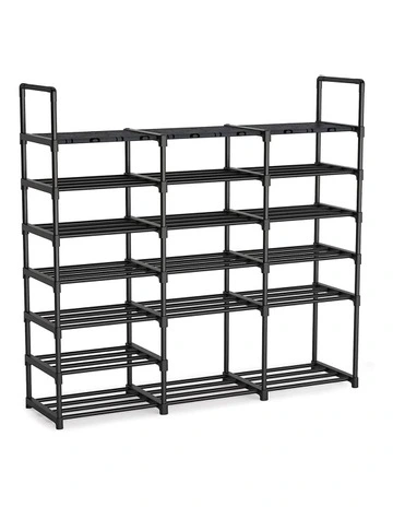 19-Shelf Shoe Storage Rack Organizer with Handle in Black