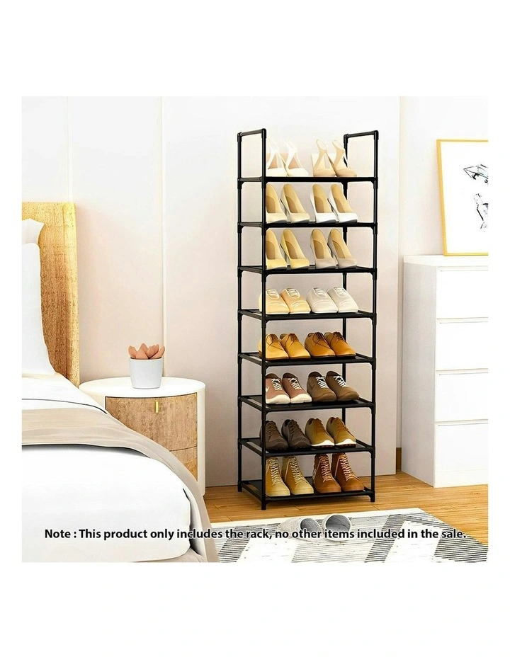 8 Tier Shoe Storage Rack Organizer with Handle in Black image 2