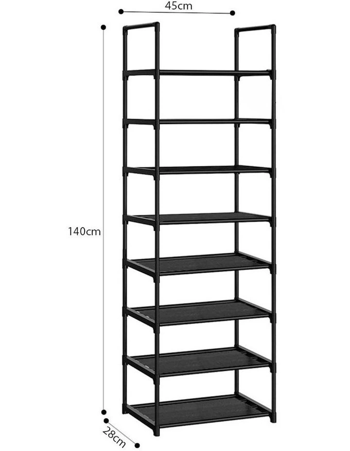 8 Tier Shoe Storage Rack Organizer with Handle in Black image 6