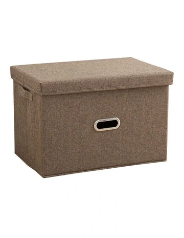 Medium Foldable Canvas Storage Box in Coffee