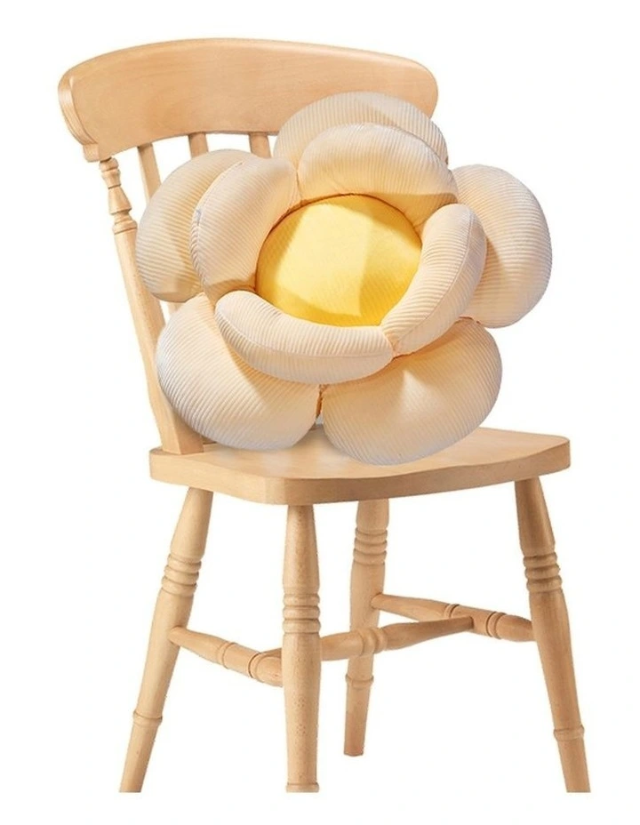 Double Flower Shape Cushion in Beige image 1