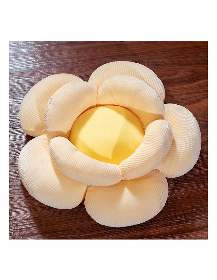 Double Flower Shape Cushion in Beige image 2