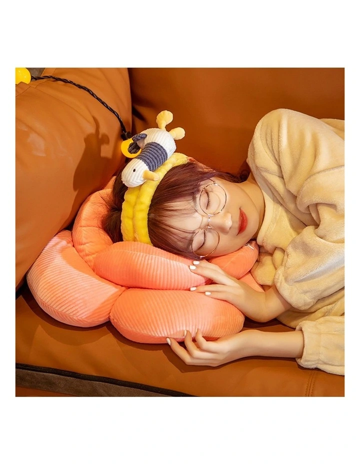 Double Flower Shape Cushion in Beige image 3