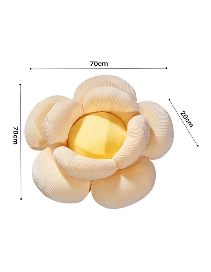Double Flower Shape Cushion in Beige image 7