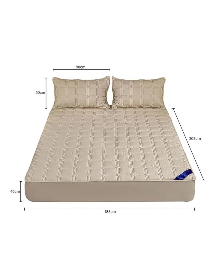 Soga Wide Mattress Cover Bed Spread Sheet Protector With Pillow Covers 2x 183cm In Beige MYER