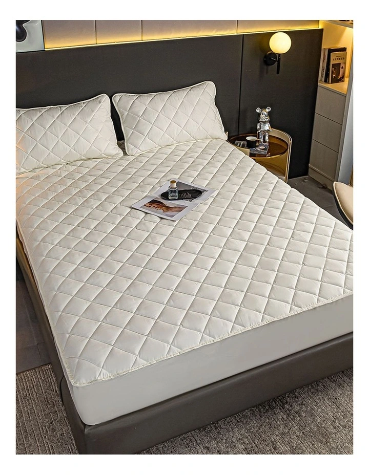 Mattress Cover Bed Protector With Pillow Covers 183cm in White image 3