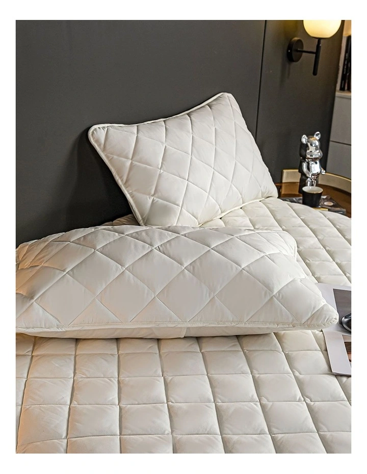 Mattress Cover Bed Protector With Pillow Covers 183cm in White image 4