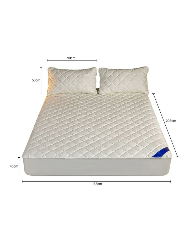Mattress Cover Bed Protector With Pillow Covers 183cm in White image 6
