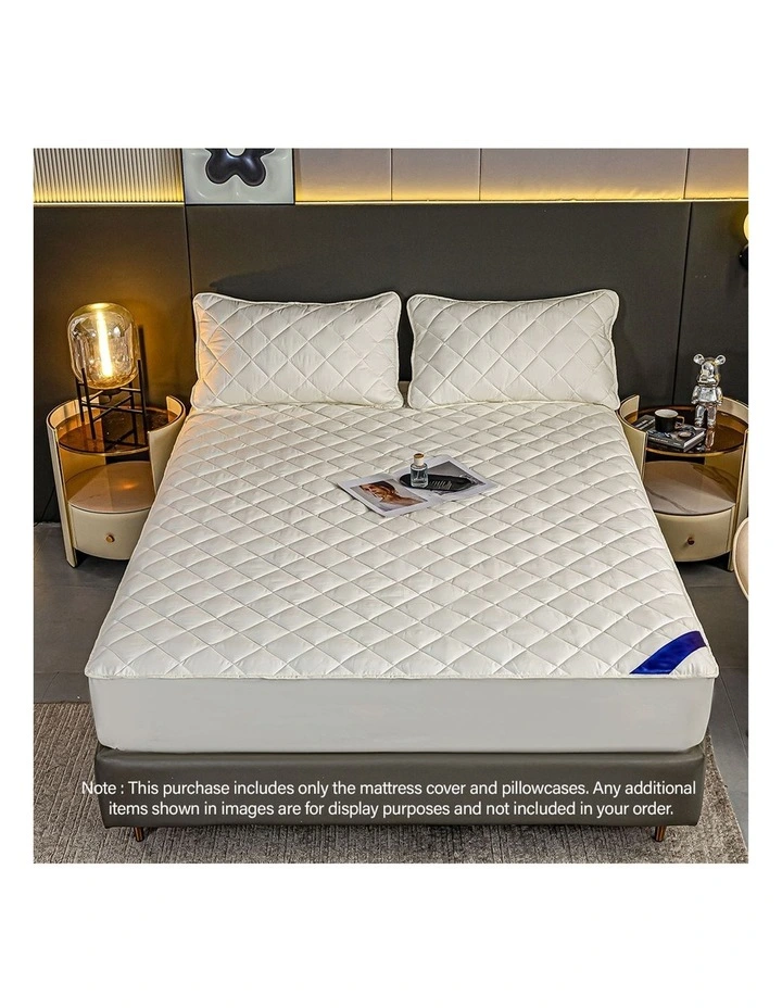Mattress Cover Bed Protector With Pillow Covers 183cm in White image 7