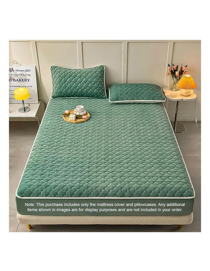 Soga International Mattress Fleece Clover Bed Protector In Green MYER