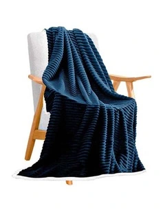 Double Sided Thick Flannel Throw Blanket x2 in Blue