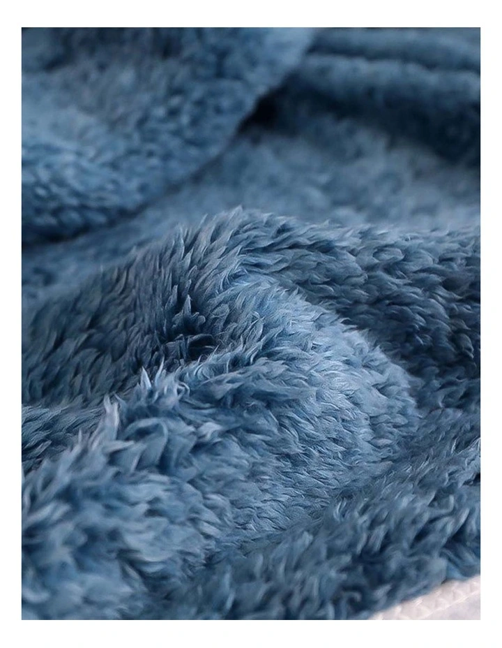 Double Sided Thick Flannel Throw Blanket x2 in Blue image 6