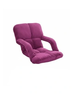 Foldable Lounge Cushion Adjustable Sofa Floor Lazy Recliner Chair with Armrest in Magenta