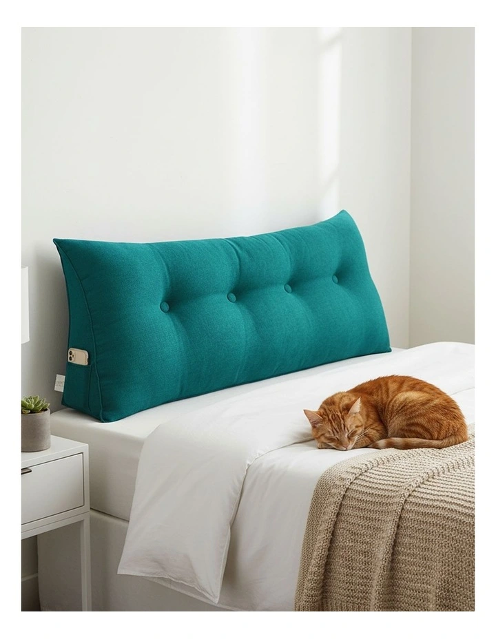 Triangular Wedge Bed Pillow Tatami Cushion 120cm in Blue Green image 3