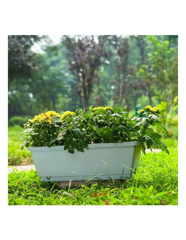 SOGA Blue Rectangular Planter Plastic Box With Holder Set Of 3 image 4