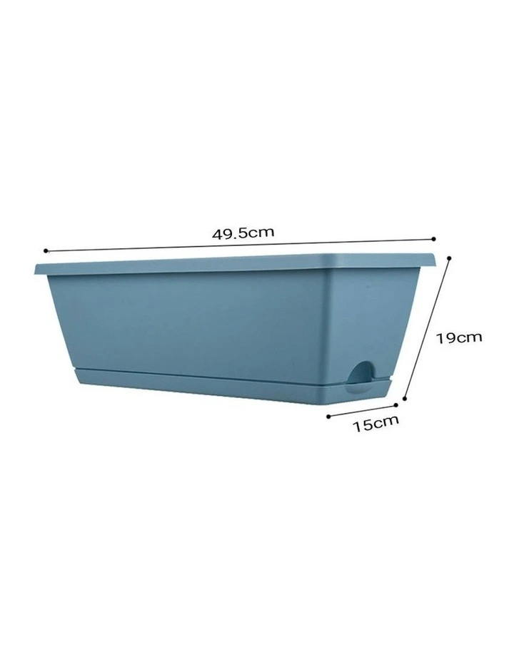 SOGA Blue Rectangular Planter Plastic Box With Holder Set Of 3 image 5