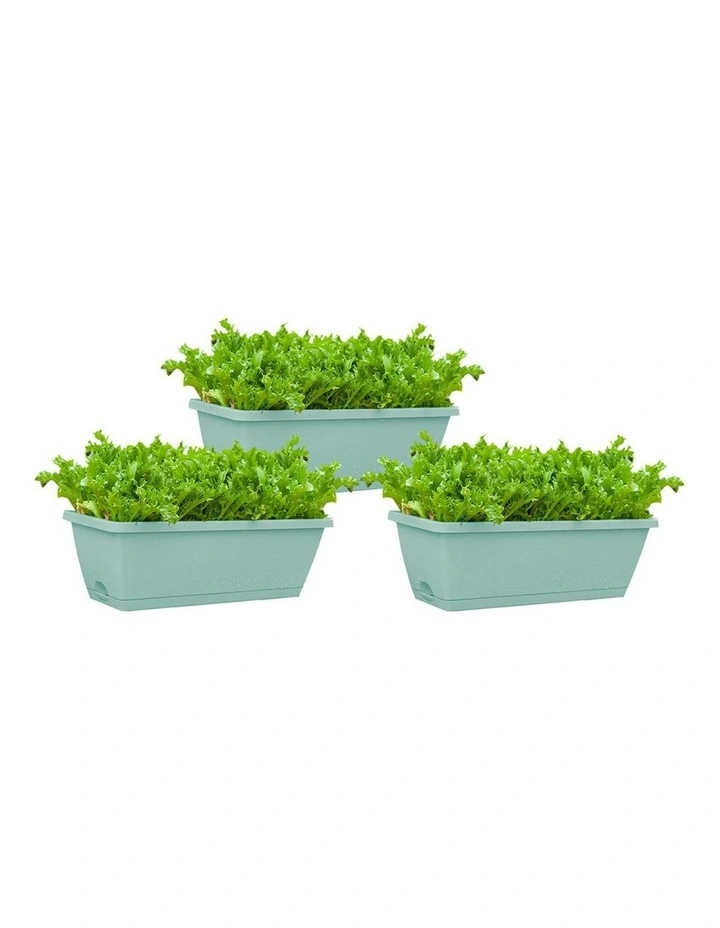 SOGA Rectangular Planter Plastic Box With Holder Set Of 3 In Blue image 1