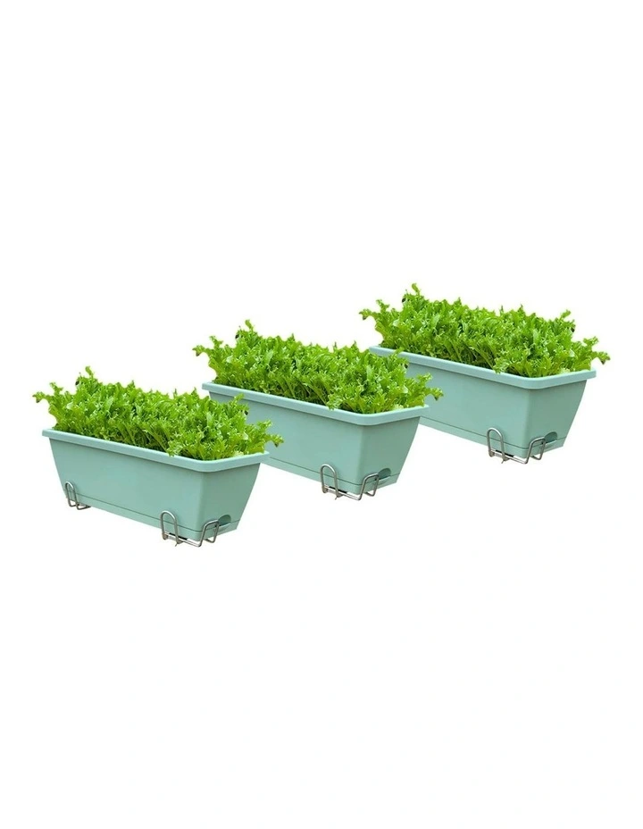 SOGA Rectangular Planter Plastic Box With Holder Set Of 3 In Blue image 6