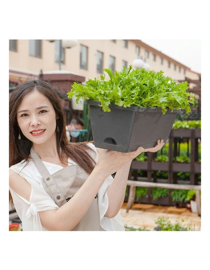 Rectangular Planter Plastic Box with Holder 49.5cm Set of 5 in Black image 6