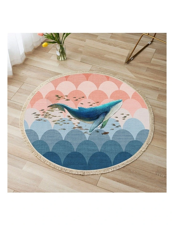 SOGA Round Tassels Shark Print 120cm Area Rugs X2 In Assorted MYER