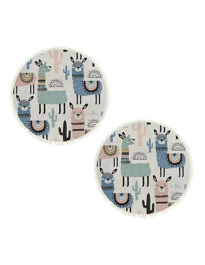 SOGA 2x Alpaca Round Carpet 120cm in Assorted image 1