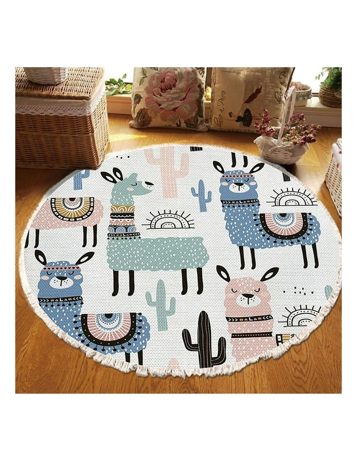 SOGA 2x Alpaca Round Carpet 120cm in Assorted image 2