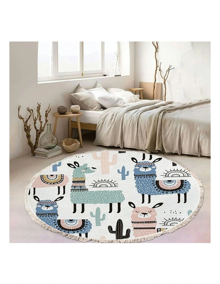 SOGA 2x Alpaca Round Carpet 120cm in Assorted image 4