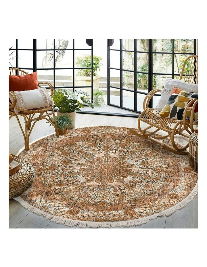 Mandala Pattern Circle Area Rugs Anti-slip Doormat 120cm x2 in Multi image 2
