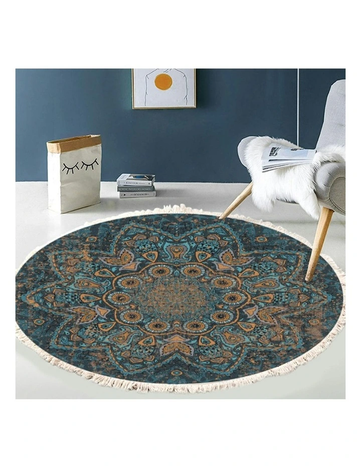 Mandala Pattern Circle Area Rugs Anti-slip Doormat120cm x2 in Multi image 3