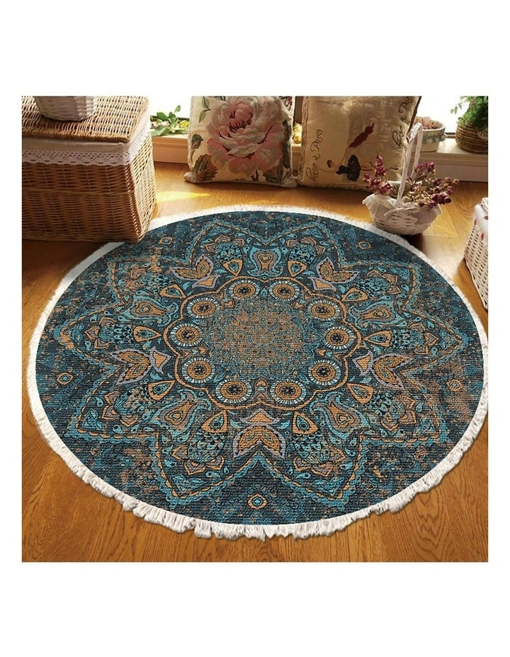 Mandala Pattern Circle Area Rugs Anti-slip Doormat120cm x2 in Multi image 4