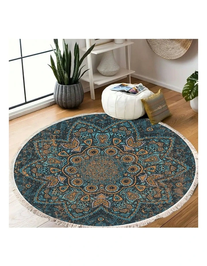 Mandala Pattern Circle Area Rugs Anti-slip Doormat120cm x2 in Multi image 7