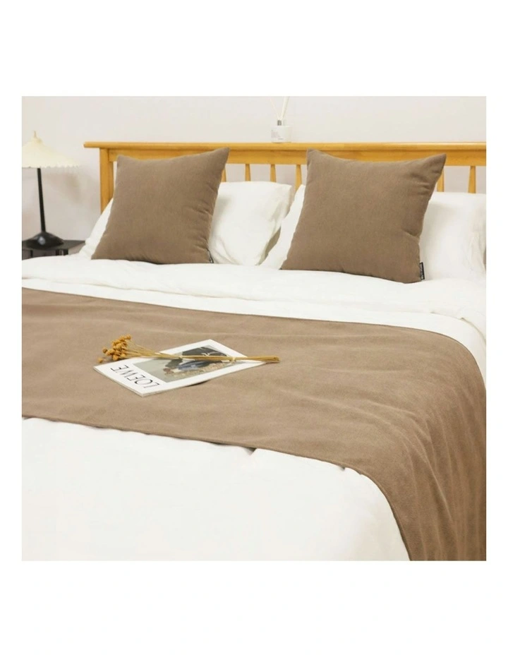 Vintage Scarf Runner Bedding Tail Pad Bed Set of 3 1.8m in Light Brown image 4