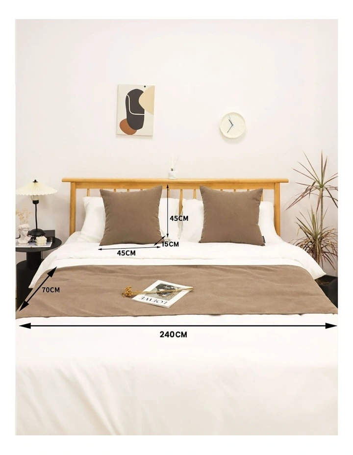 Vintage Scarf Runner Bedding Tail Pad Bed Set of 3 1.8m in Light Brown image 5