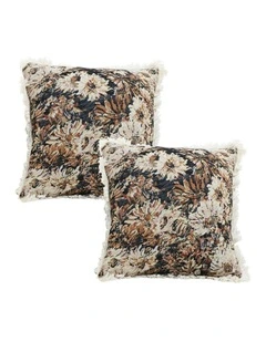 2X Vintage Oil Raised Embroidery Empress Flower Throw Pillow 50cm in Multi
