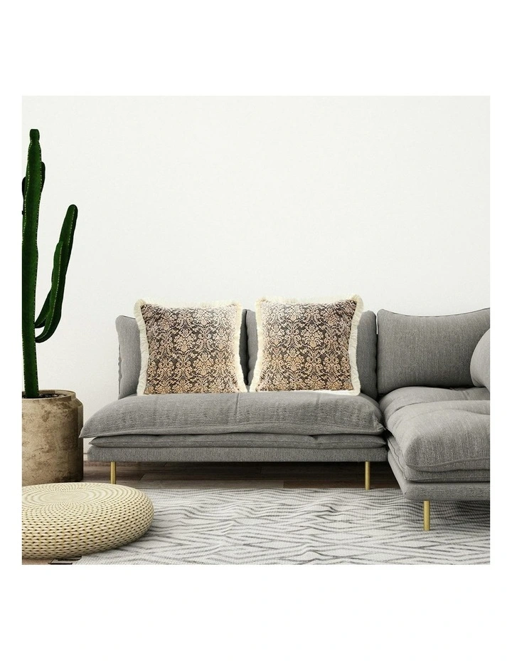 2X 45cm Tassel Sofa Cushion in Dark Floral image 7